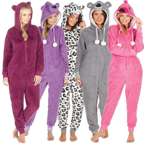 1 Donna Tuta Intera Tutto in Uno 3D Animale con Cappuccio Zip in Pile  Novità Pigiama Onezee | eBay