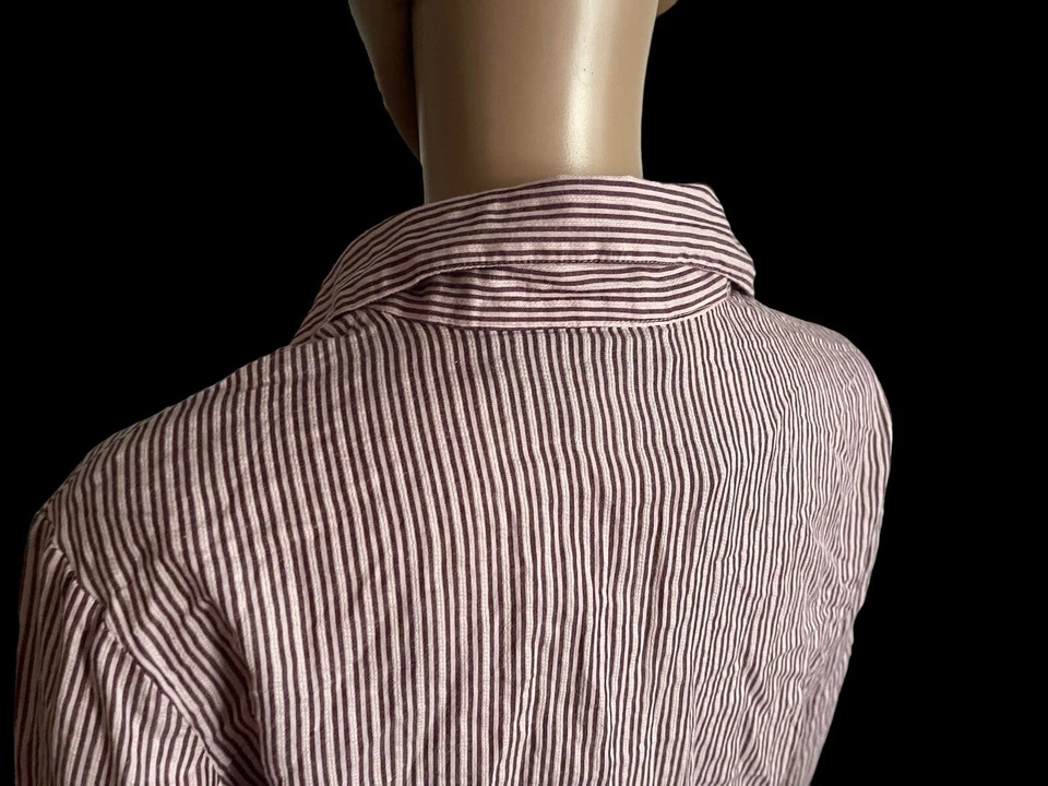 NUEVO CON ETIQUETAS Joe Camisa Boxer Mujer’s Grande Juniors Abotonada Manga Larga Damas Rayas Foto 4 de 4