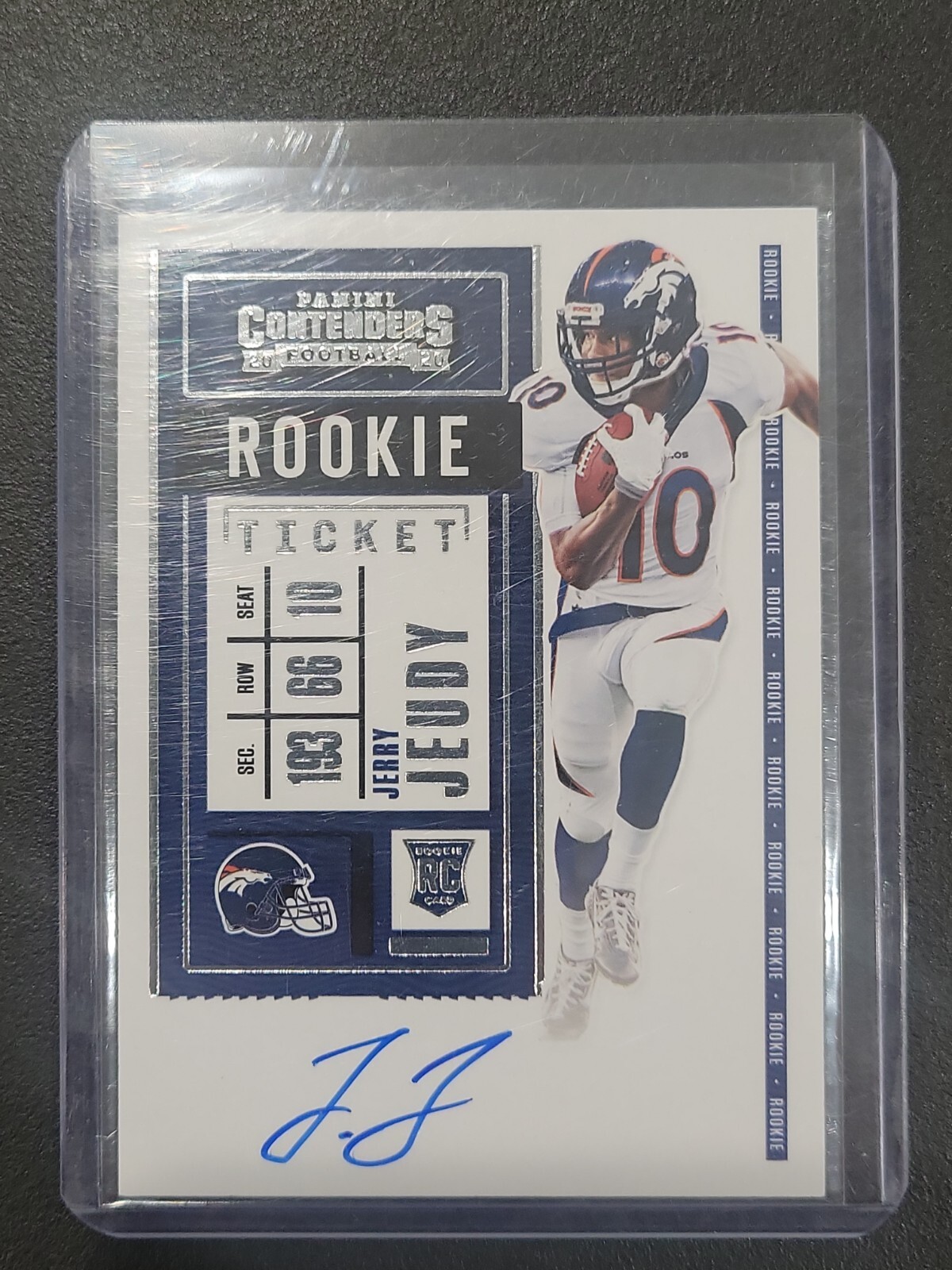 2020 CONTENDERS JERRY JEUDY RC VARIATION TICKET ON CARD AUTO #106 BRONCOS MINT