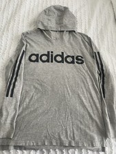 Adidas Hoodie Youth Large Gray And Black Long Sleeve Breathable Lightweight Boys