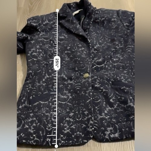 Cabi #109 Brocade Navy Blue Floral Jacquard Print Single Button Blazer Size 6 - Picture 10 of 10