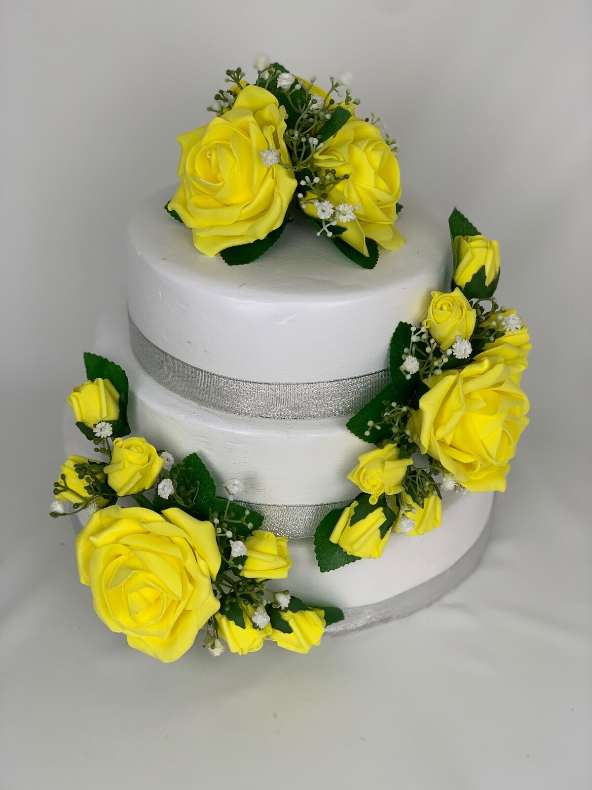 Rose flowers cake topper wedding flowers, posy gypsophila with roses bouquets - Picture 9 of 29