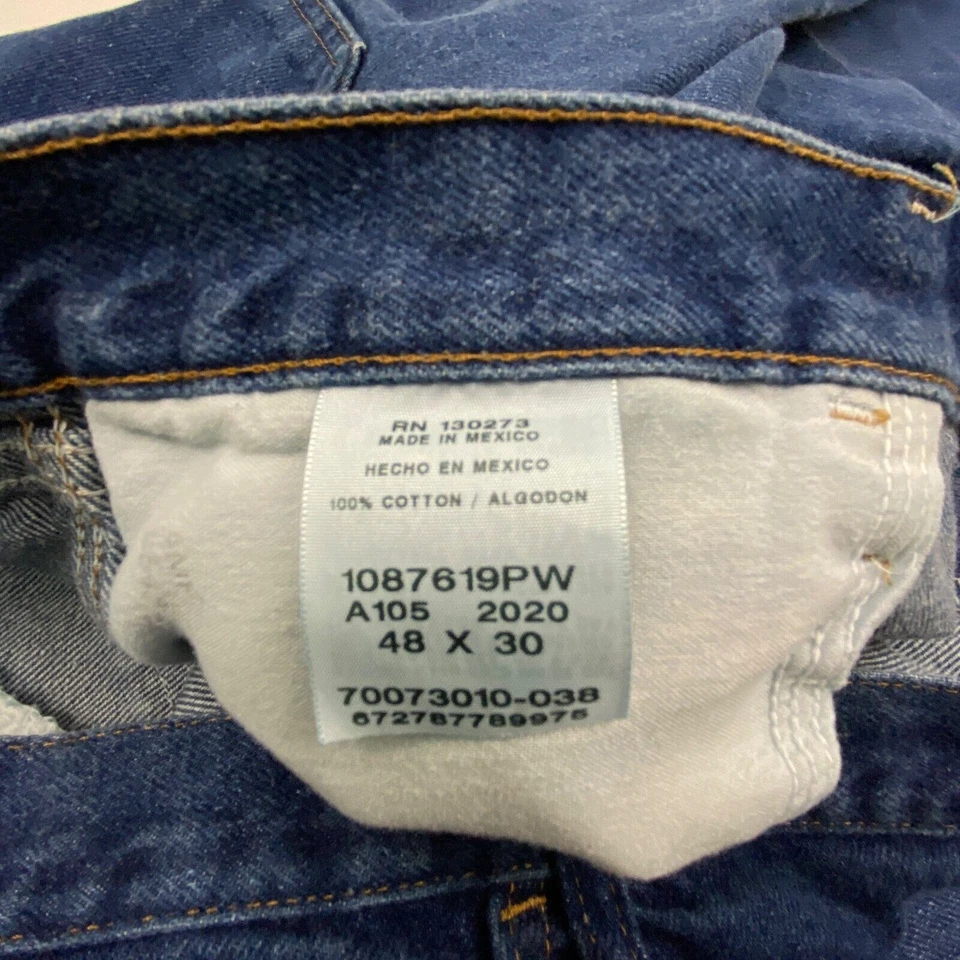 Rustler Straight Leg Men's size 48x30 Dark Wash Blue Denim Jeans - Image 4 of 4