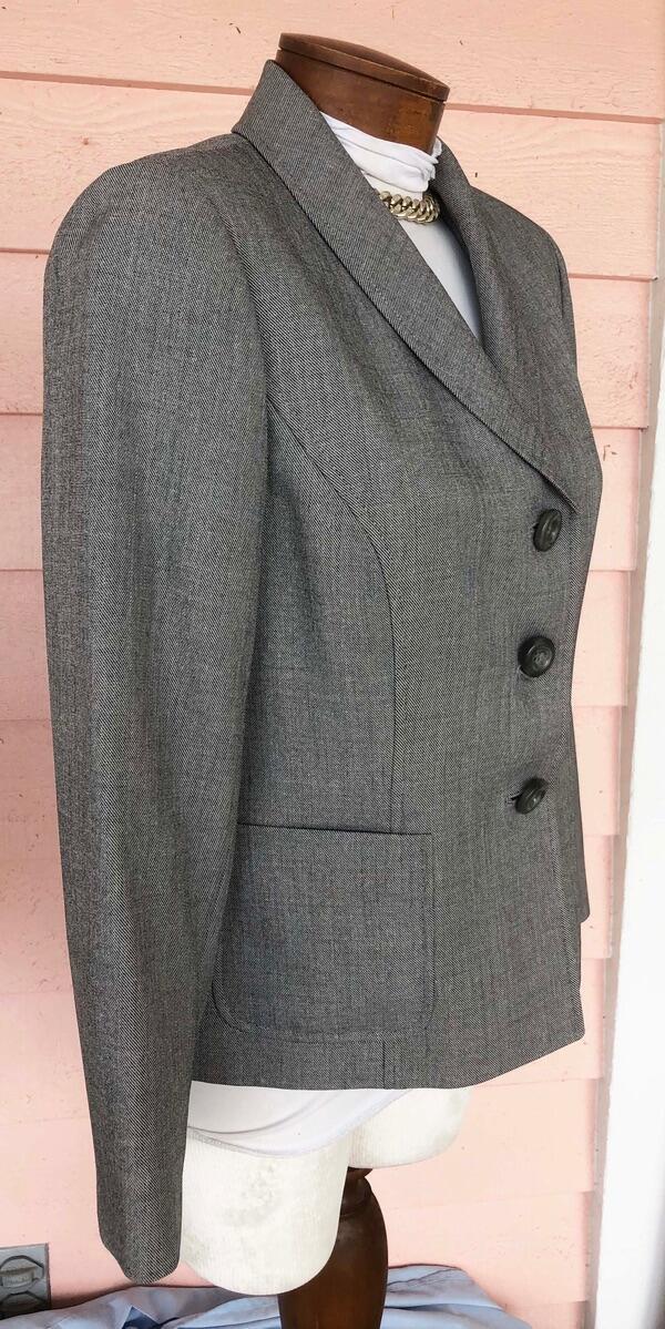 SUIT STUDIO Petites 10P Pantsuit Salt & Pepper Fully Lined 2 Pockets GREAT COND