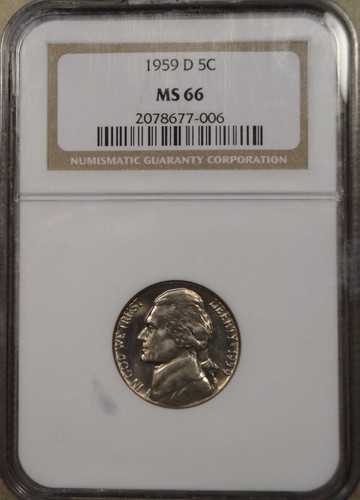 1959-D Jefferson Nickel 5c NGC Certified MS66 - Picture 3 of 4