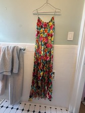 Alice + Olivia Maxi Dress Floral Chiffon Burnout Silk Blend Party Wedding