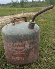 Vintage Eagle Red Fuel / Gas Can 5 Gallon Galvanized Metal can
