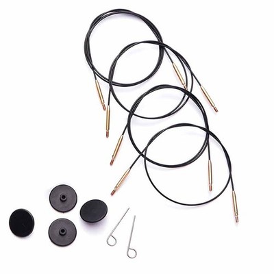 KnitPro Cable: 360° Swivel: Interchangeable: Black/Matte Gold: 30cm