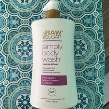 New Raw Sugar Simply Body Wash, Pineapple + Maqui Berry + Coconut, 40 fl Oz