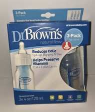 NEW in box Dr. Brown's Natural Flow Standard Baby Bottles 4 oz - 3 Pack