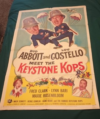 Abbott & Costello Meet The Keystone Kops orig. litho movie poster copyright 1954