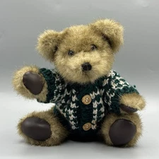 Vintage Hugfun Mini 6" Brown Teddy Bear In Sweater Fake Leather Paws