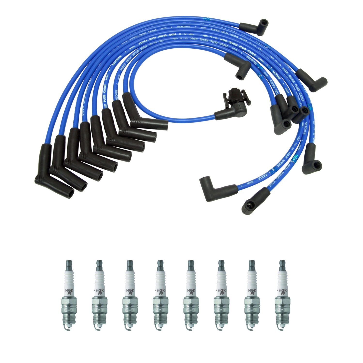 NGK Wire Set  8 V-Power Spark Plugs Kit for E-350 Econoline F-250 F-350 5.8L V8