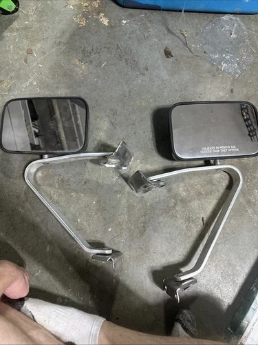 1980-1997 F150 F250 F350 BRONCO SIDE DOOR MIRRORS STAINLESS CHROME TRUCK SET OEM