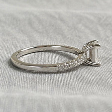 Other 18ct White Gold Simulated Diamond Princess-Cut Pavé Band Ring Size N