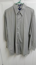 STAFFORD, MENS DRESS SHIRT, GRAY, SZ.L, 100 COTTON, USED, GOOD CONDITION