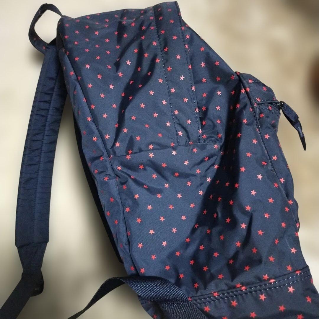PORTER Navy Blue Star Pattern Backpack Nylon Fron… - image 4