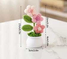 Pink Handmade Crochet Small Potted Plants Car Interior Desktop Decor Gift