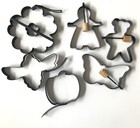 Lot of 6 Pancake Rings / Egg Molds, Cookie Cutters Metal w Wood Handles NonStick