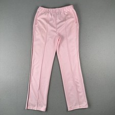 Vtg 80s Adidas Track Pants Large Pink Straight Leg Draw String Elastic Waist