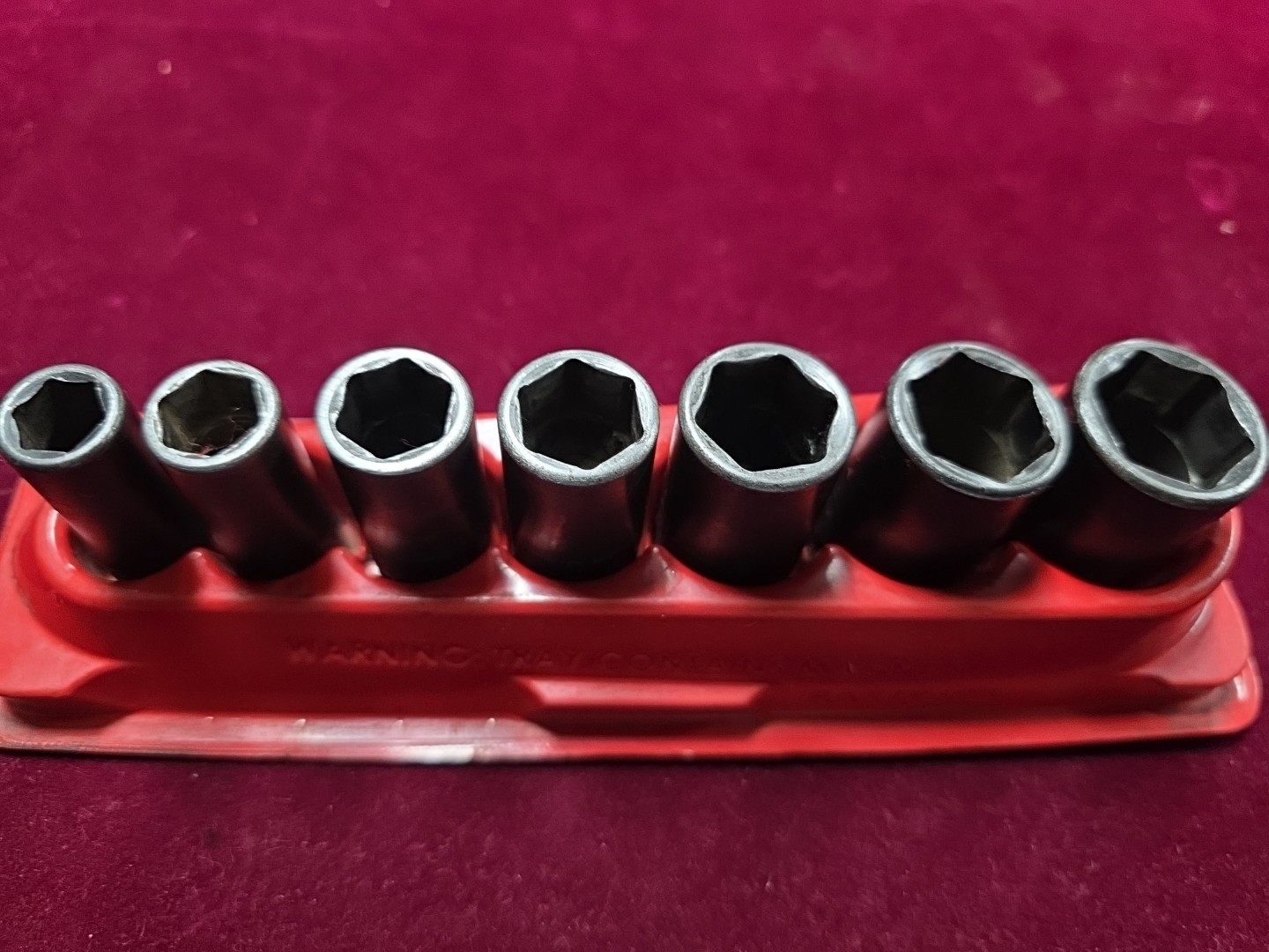 7 Piece 3/8" Drive 6-Point SAE Flank Drive Semi-Deep Impact Sockets w/ Mag Tray