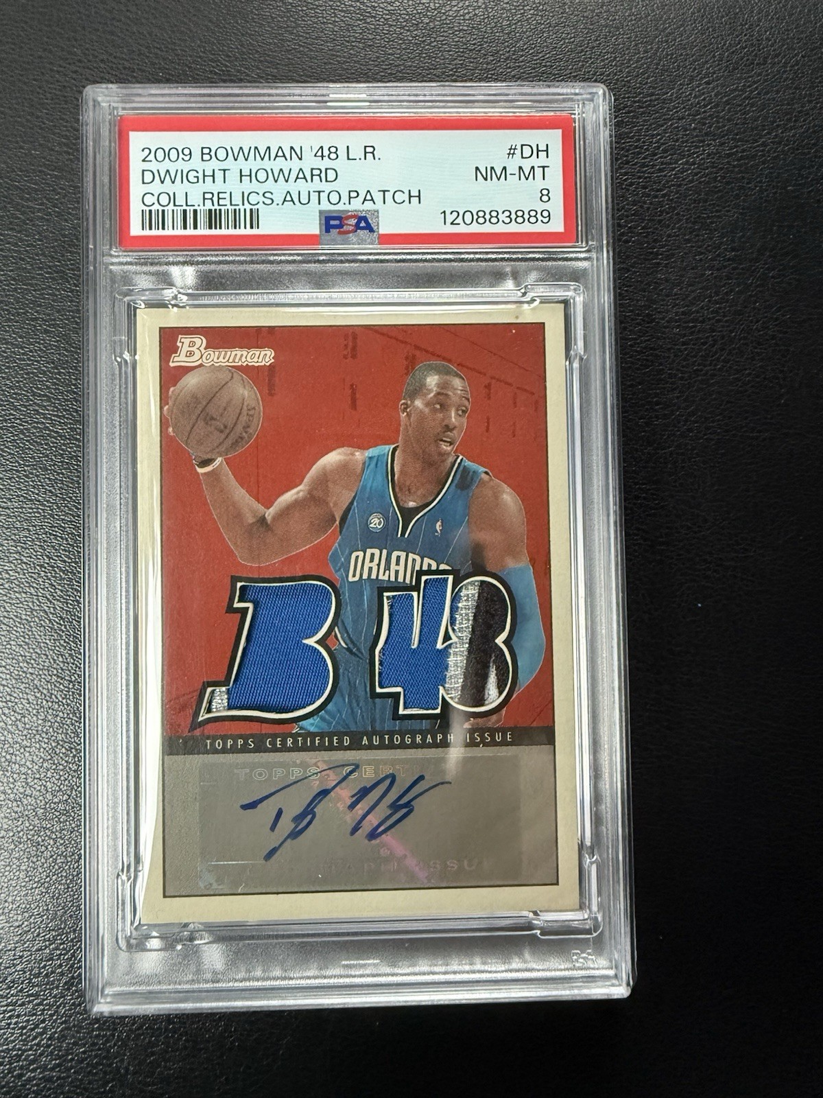 DWIGHT HOWARD 2009-10 TOPPS Bowman '48 Locker Room Patch Relics AUTO #1/24 PSA 8