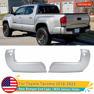 For 2016-23 Toyota Tacoma Rear Bumper End Caps Silver Sky w/Parking Sensor Hole