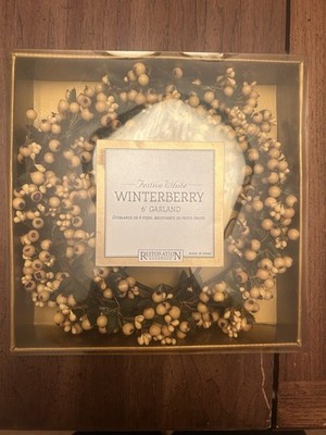 Festive White Winterberry 6  Garland Restoration Hardware