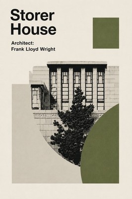 Frank Lloyd Wright Storer House Poster - Mid-Century Modern Architecture  ️ -