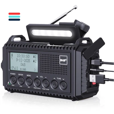 ROCAM DAB/DAB+/UKW Digitalradio mit Eingebaute 5000mAh Akku Solar Radio Notfallradio