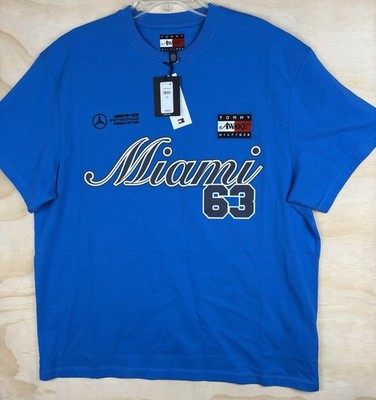 NWT TOMMY HILFIGER AWAKE NY MERCEDES AMG F1 GEORGE RUSSELL BLUE MIAMI 63 T SHIRT