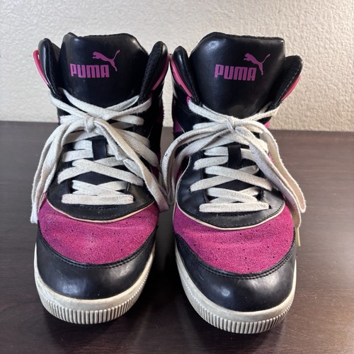 Vintage PUMA Women’s High Top Sneakers Retro 90’s Pink & Black W Suede Size 9Wns - Picture 5 of 18