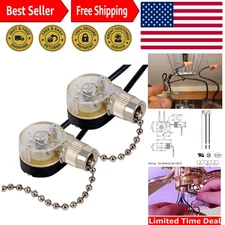 2 Pack Zing Ear ZE-109 Ceiling Fan Pull Chain Switch - Durable & Easy to Install