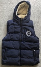 SOULCAL&CO  Navy Blue 2 Zip Hooded Puffer Gilet Sherpa Lined M BNWOT rrp £85