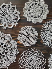 Lace Doilies For Tables, 6 Piece, 6 Inch Vintage Crochet Doilies Handmade round 