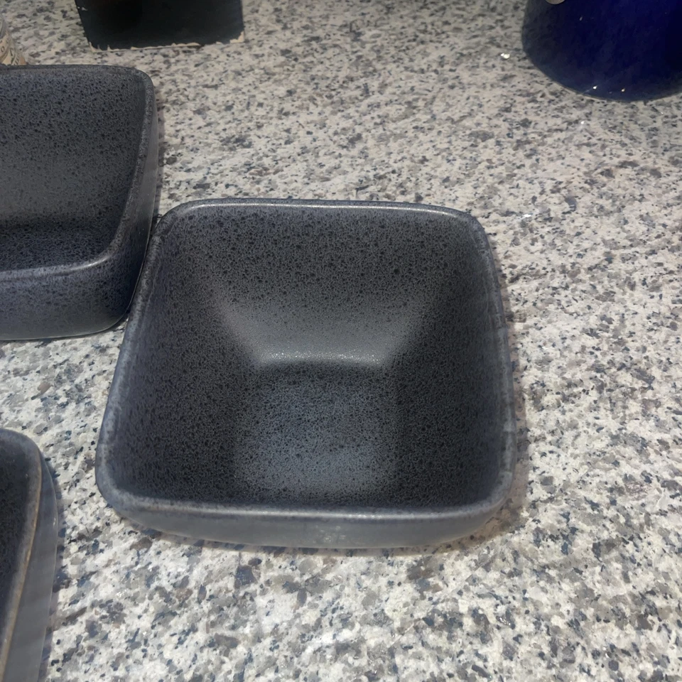 Four (4) Better Homes ~ DARK GRAY ~ Stoneware ~ 5.65" Square Bowls! - Image 2 of 3