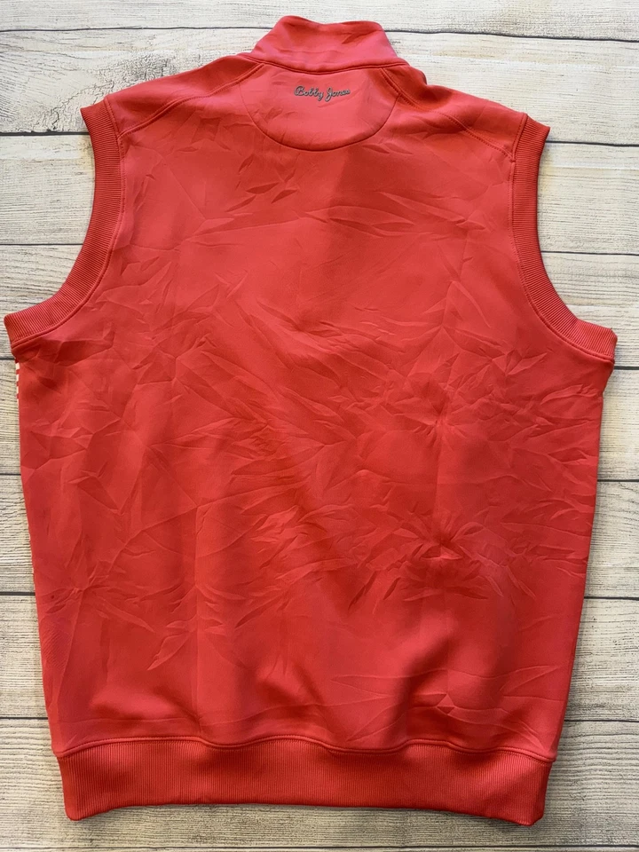 Pulôver de golfe Bobby Jones colete masculino médio vermelho branco listrado sem mangas XH2O - Imagem 3 de 4