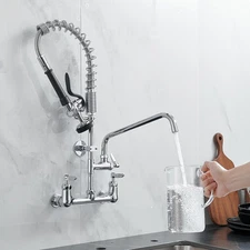 Deck Mount Kitchen Faucet with Pre-Rinse Sprayer