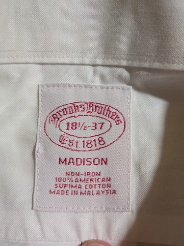 Brooks Brothers Madison Men's White Long Sleeve Dress Shirt / Size 18.5 37 - Picture 5 of 10