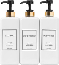 Modern Gold Design Shampoo and Conditioner Dispenser - Large 27Oz Shower Soap Di