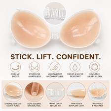 Invisible Adhesive Push Up Bra Strapless Backless Sticky Silicone Wedding Bra