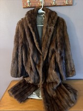 VTG Brown Mink Fur Coat With No Tags Flower Pattern Inside Dated 40s-70s