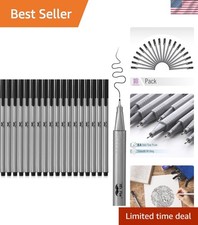 Professional 18-Pack Black Fineliner Pens - 0.4mm for Note-Taking  Art Projects