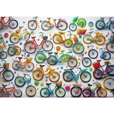 Postkarte Bunte Fahrräder Wimmelbild – Geschenk für Fahrradliebhaber - Grußkarte