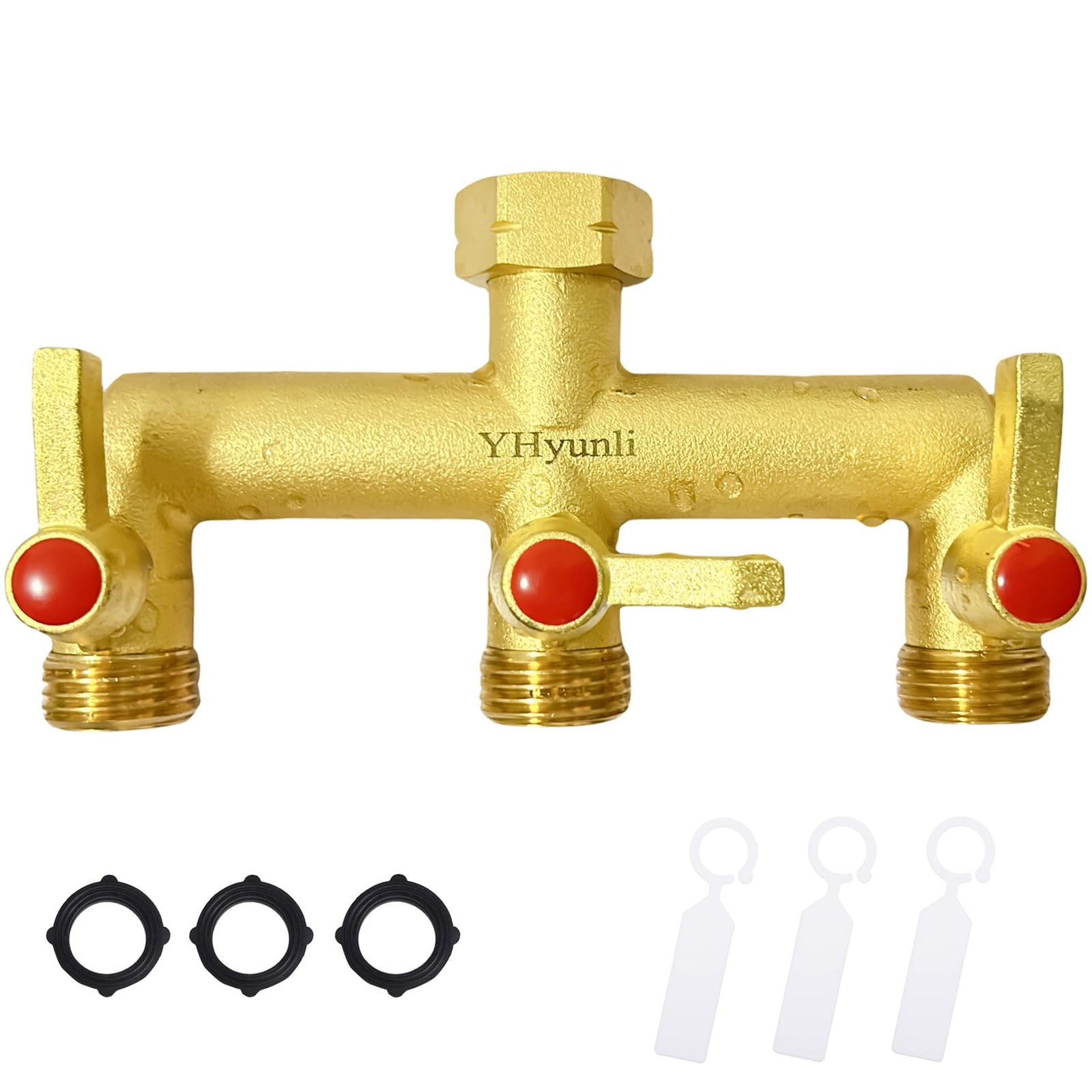 Garden Hose Splitter, 3 Way Hose Splitter, Full Flow 3/4” Rust & Freeze, Heav...