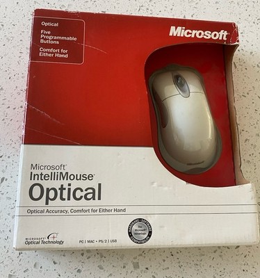 (NEW) Microsoft IntelliMouse Optical PC Mac PS/2 USB D58-00026 (SEALED IN BOX)