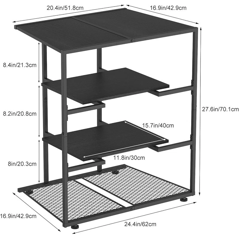 Estante de esquina de almacenamiento con soporte multimedia AV de 4 niveles con administración de cables oficina en casa nuevo Foto 4 de 4
