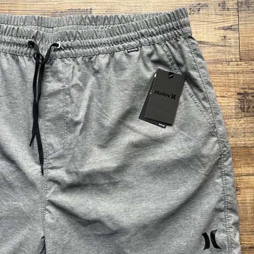 Hurley Herren grau Kordelzug Taille leichte Stretch Shorts Größe XXL Neu mit Etikett - Bild 2 von 9