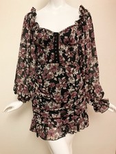 Pretty Little Thing Black Floral Chiffon Mini Dress Size 6