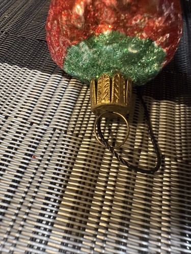 Vintage Glas rote Erdbeere klein Weihnachtsschmuck - Bild 2 von 3